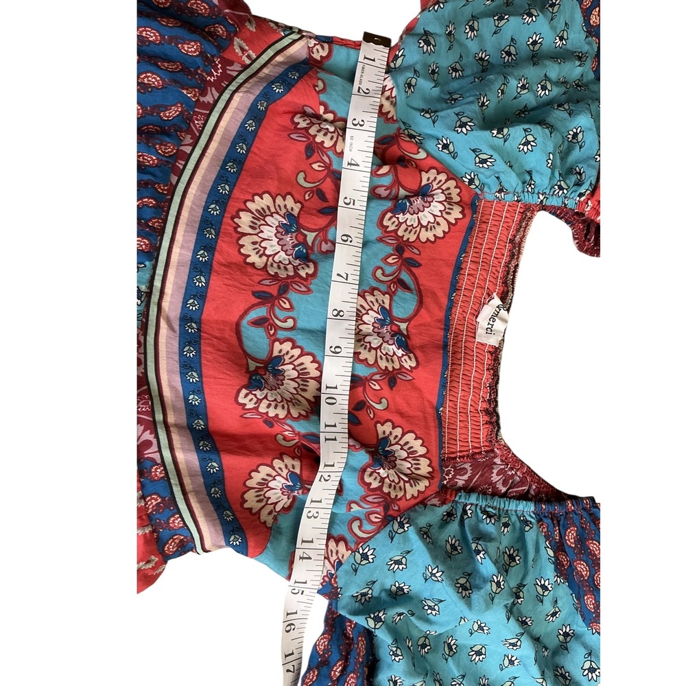 Merci Patchwork Square Neck Long Sleeve Mini Dres… - image 7